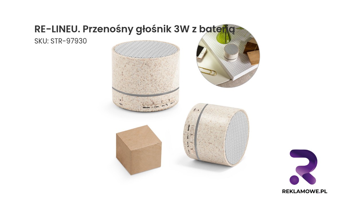 Przenośny głośnik RE-LINEU o mocy 3W z wbudowaną baterią