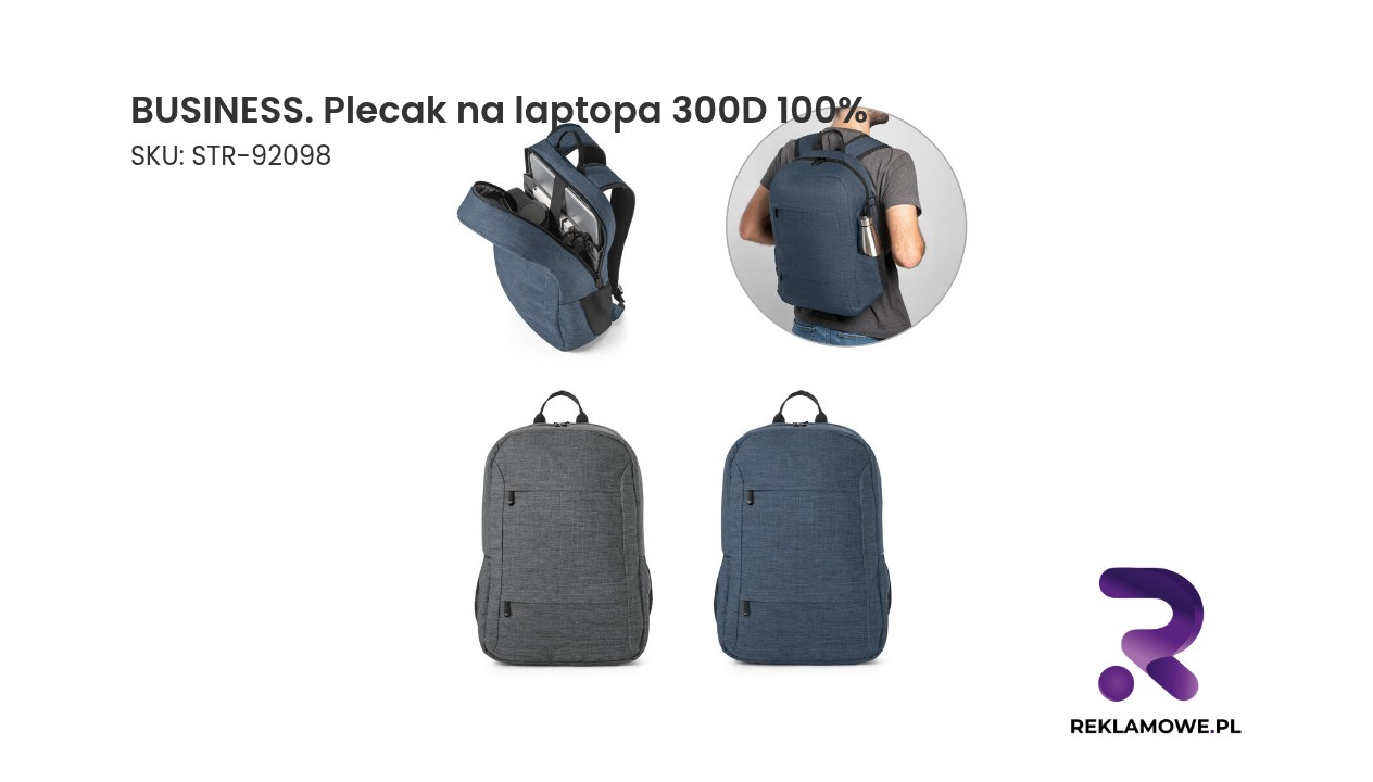 BUSINESS. Plecak na laptopa 300D 100% rPET BUSINESS plecak na laptopa 300D 100% - elegancki plecak biznesowy