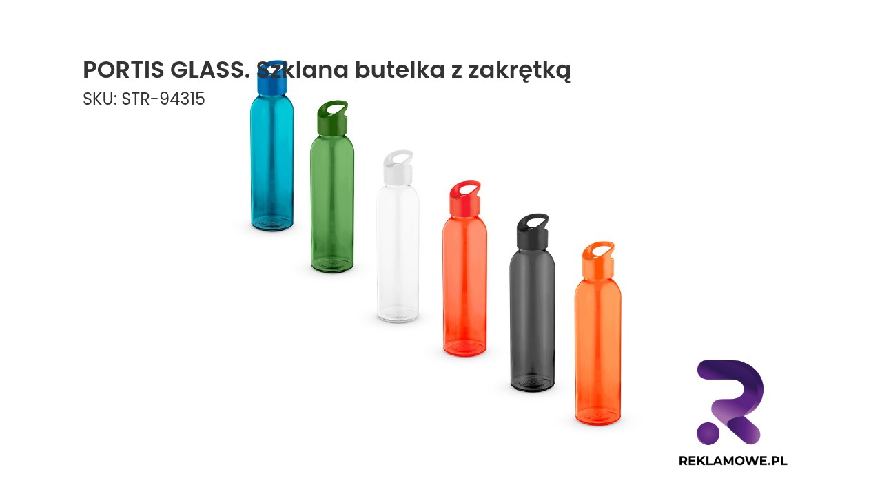 PORTIS GLASS – szklana butelka z zakrętką
