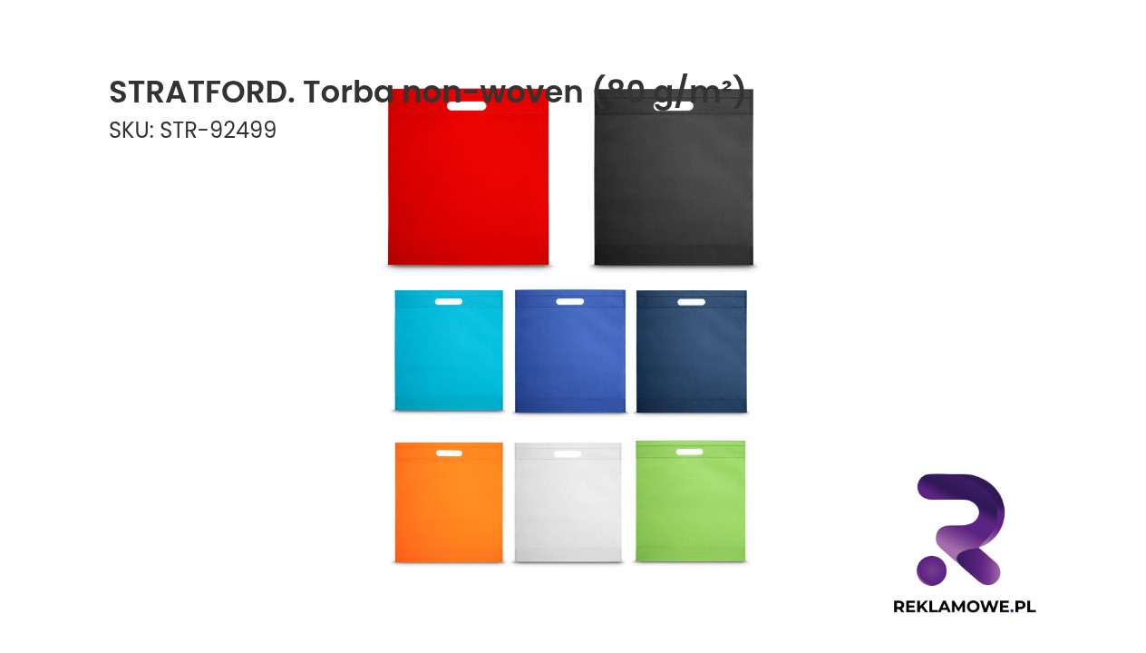 STRATFORD. Torba non-woven (80 g/m²) STRATFORD torba non-woven 80 g/m² – lekka torba reklamowa wielokrotnego użytku